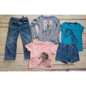 Horse Lover Carhartt Girls Clothing Lot Size 4/5 Girls Clothes Tops Jeans Shorts